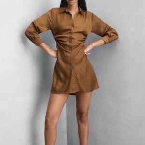 brown shirt dress zara Brown Beaded Chiffon Sheer Sleeve Lace Plus Size Evening Prom Dress
